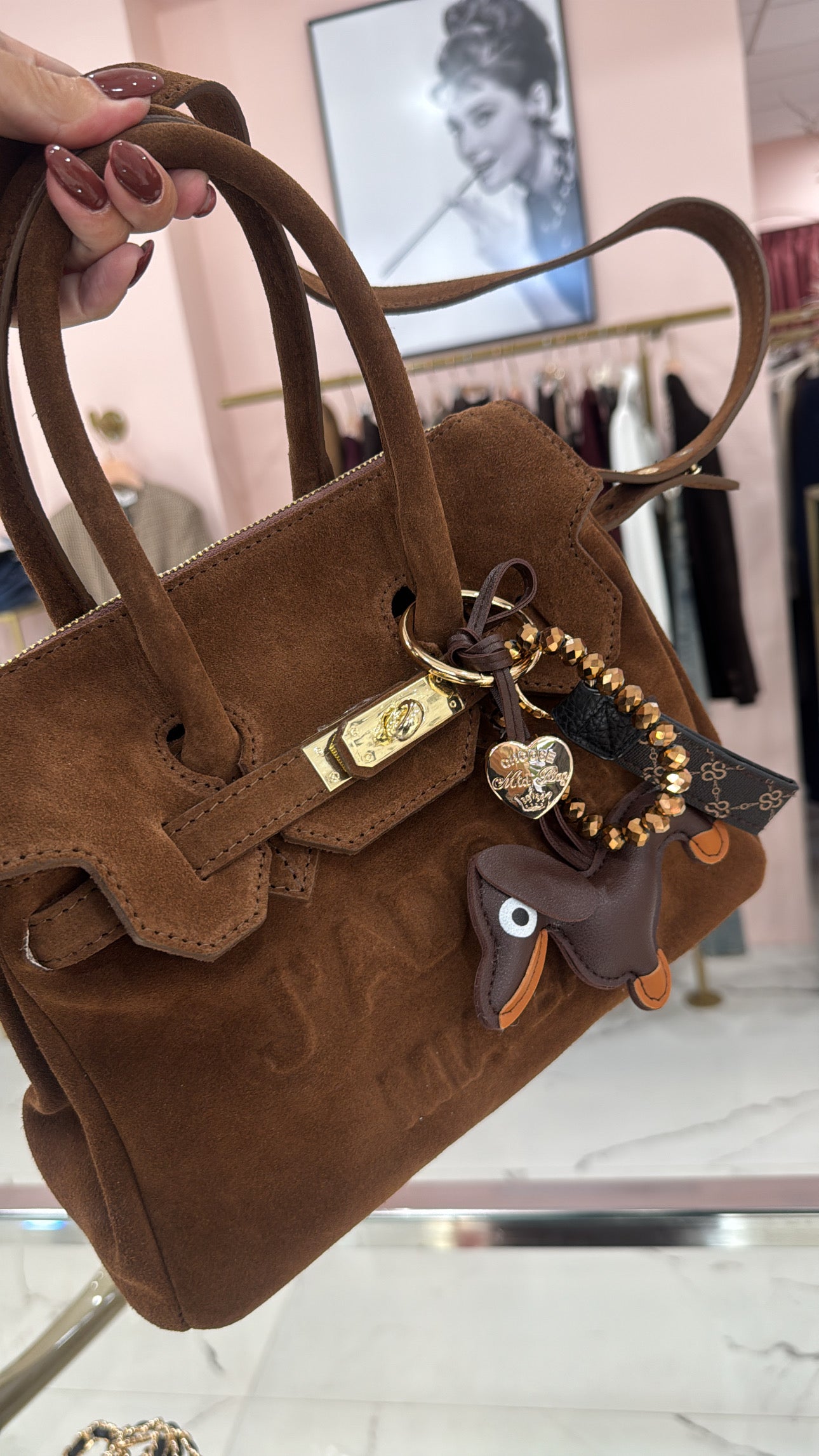 Borsa scamosciata