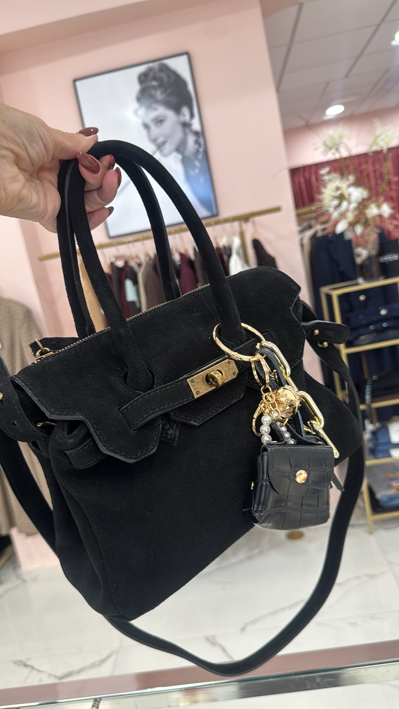 Borsa scamosciata