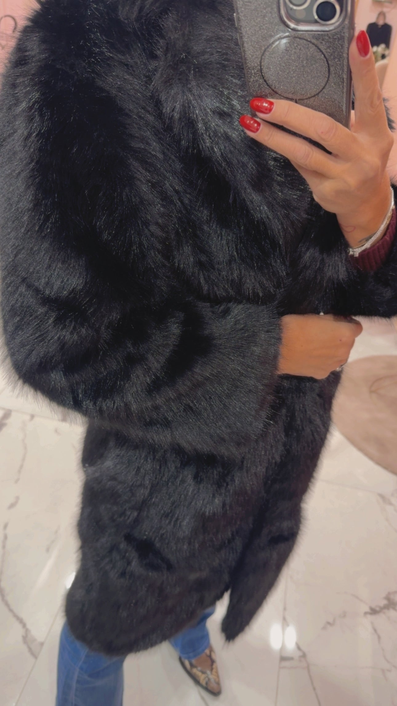 Ecopelliccia con cintura