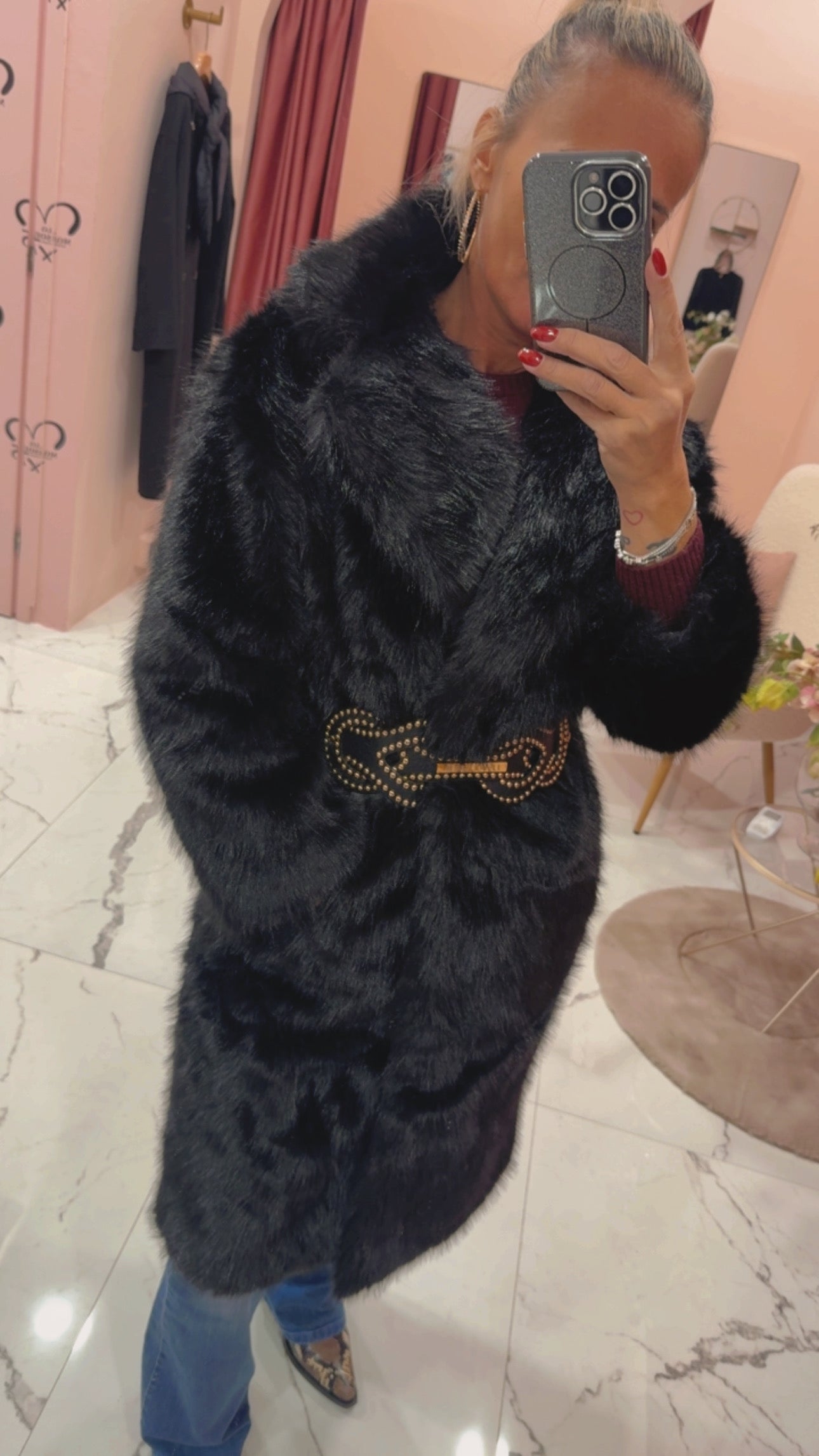 Ecopelliccia con cintura