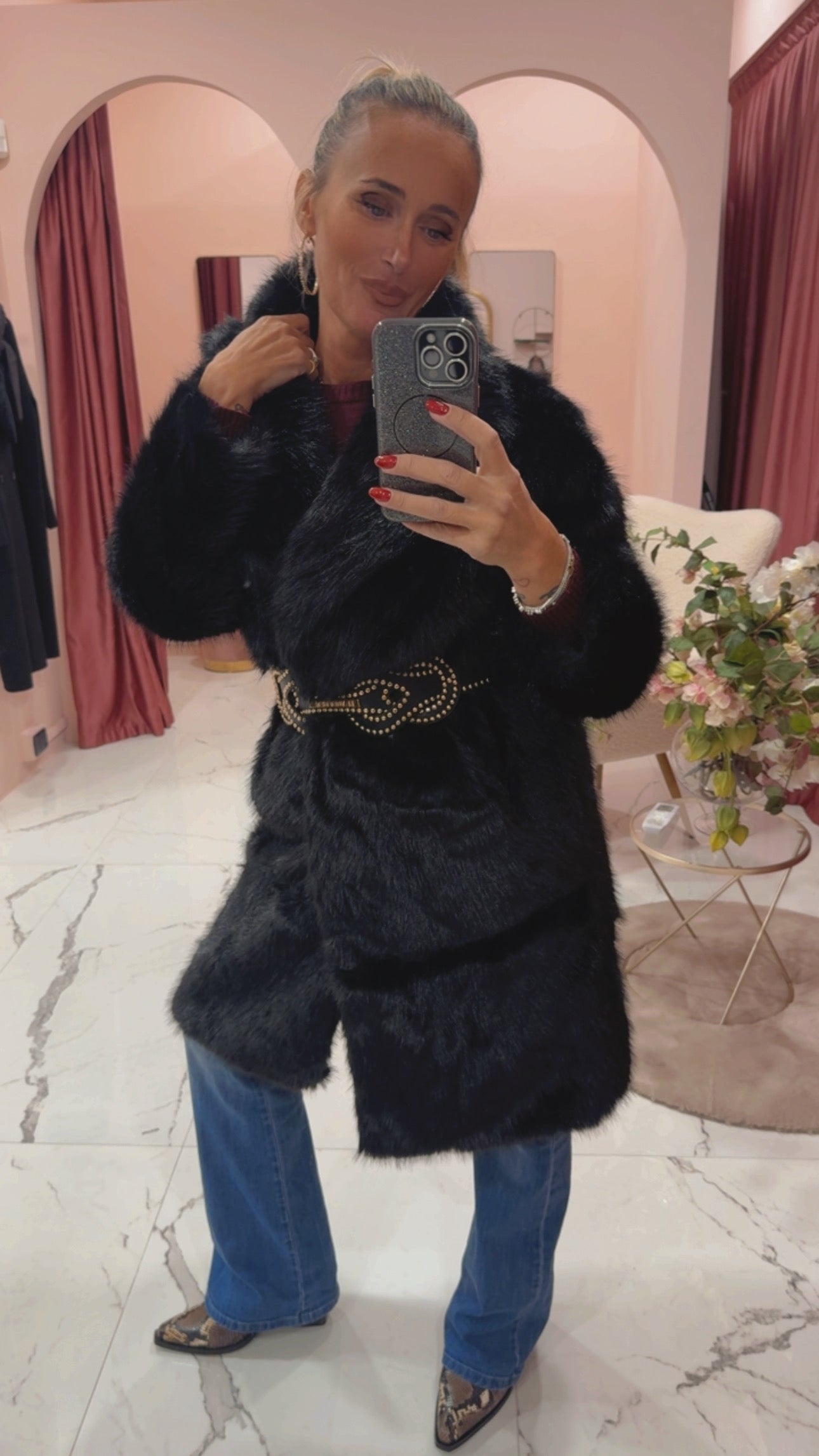 Ecopelliccia con cintura