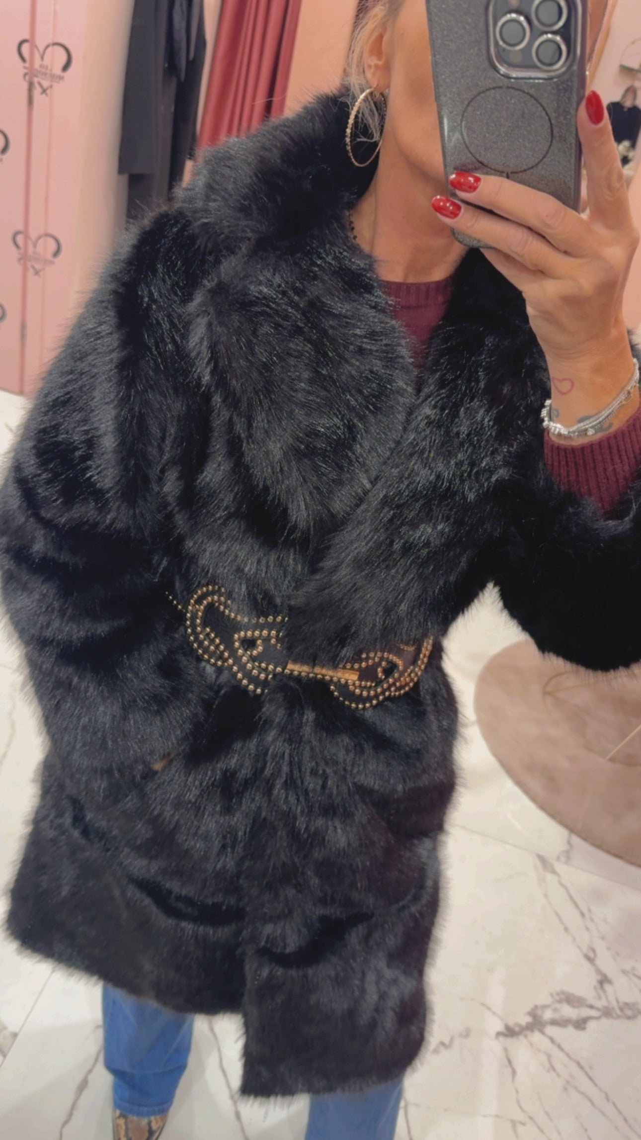 Ecopelliccia con cintura