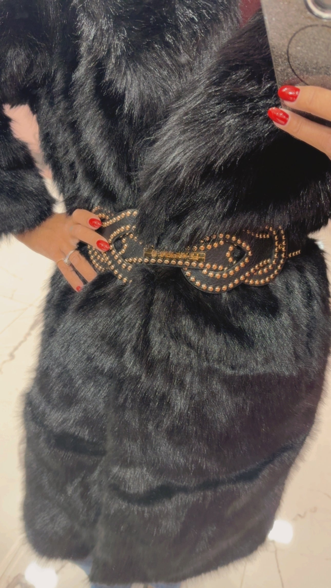 Ecopelliccia con cintura