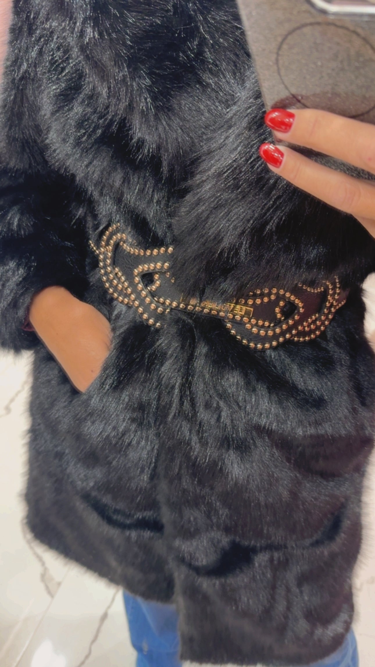 Ecopelliccia con cintura